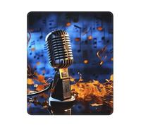 Square Mouse Pad Waterproof Gaming Mousepad with Non-Slip Rubber Base Microphone with Music Notes Mouse Mat Computer Mousepad for Laptop Washable Desk Mat for Office Table Home 25x30 cm