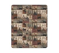 Square Mouse Pad Waterproof Gaming Mousepad with Non-Slip Rubber Base Rustic Lodge Bear Moose Mouse Mat Computer Mousepad for Laptop Washable Desk Mat for Office Table Home 25x30 cm