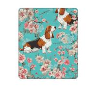 Square Mouse Pad Waterproof Gaming Mousepad with Non-Slip Rubber Base Sweet Basset Hound Florals Mouse Mat Computer Mousepad for Laptop Washable Desk Mat for Office Table Home 25x30 cm