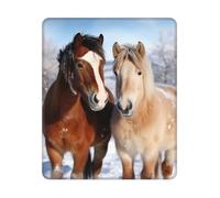 Square Mouse Pad Waterproof Gaming Mousepad with Non-Slip Rubber Base Two horses standing in the snow Mouse Mat Computer Mousepad for Laptop Washable Desk Mat for Office Table Home 25x30 cm