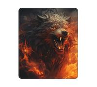 Square Mouse Pad Waterproof Gaming Mousepad with Non-Slip Rubber Base Wild Wolf in the Fire Mouse Mat Computer Mousepad for Laptop Washable Desk Mat for Office Table Home 25x30 cm
