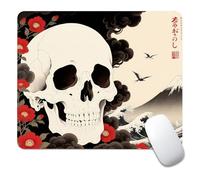 Square Mouse Pad Waves and Skulls, Personalized Premium-Textured Custom Mouse Mat Design, Washable Mousepad Cloth, Non-Slip Rubber Base Computer Mouse Pads for Wireless Mouse