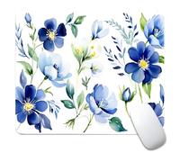 Square Mouse Pad White Blue Flowers 3, Personalized Premium-Textured Custom Mouse Mat Design, Washable Mousepad Cloth, Non-Slip Rubber Base Computer Mouse Pads for Wireless Mouse