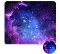 Square Mouse Pad with Coaster, Soft Cute Computer Mouse Mat with Non-Slip Rubber Base, Easy to Slide, Splash Resistant Surface, Design, Portable, Galaxy Star