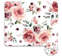 Square Mouse Pad with Coaster, Soft Cute Computer Mouse Mat with Non-Slip Rubber Base, Easy to Slide, Splash Resistant Surface, Design, Portable, Peony Flowers