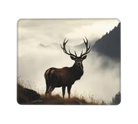 Square Mouse Pad with Non-Slip Rubber Base 10 x 12 inch Mouse Mat with Stitched Edge Deer on The Foggy Mountain Gaming Mousepad for Wireless Mouse Computer Laptop Home Office Desk Pad