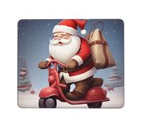 Square Mouse Pad with Non-Slip Rubber Base 10 x 12 inch Mouse Mat with Stitched Edge Santa Claus on Scooter Gaming Mousepad for Wireless Mouse Computer Laptop Home Office Desk Pad