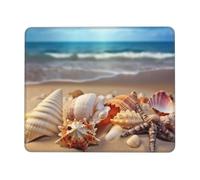 Square Mouse Pad with Non-Slip Rubber Base 10 x 12 inch Mouse Mat with Stitched Edge Seashells on The Sandy Beach Gaming Mousepad for Wireless Mouse Computer Laptop Home Office Desk Pad