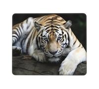 Square Mouse Pad with Non-Slip Rubber Base 7.9 x 9.5 in Mouse Mat with Stitched Edge Tiger Lie On Rock Gaming Mousepad for Wireless Mouse Computer Laptop Home Office Desk Pad