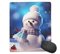 Square Mouse Pad with Non-Slip Rubber Base 7" x 9" Mouse Mat with Stitched Edge Merry Christmas Snowman Gaming Mousepad for Wireless Mouse Computer Laptop Home Office Desk Pad11.8"x9.8"