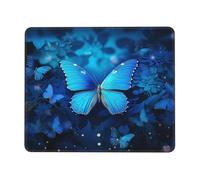 Square Mouse Pad with Non-Slip Rubber Base 8.3 x 10.3 in Mouse Mat with Stitched Edge Blue Beautful Butterfly Gaming Mousepad for Wireless Mouse Computer Laptop Home Office Desk Pad