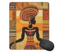 Square Mouse Pad with Non-Slip Rubber Base African Woman Mouse Mat with Stitched Edge Gaming Mousepad for Wireless Mouse Computer Laptop Home Office Desk Pad 9.4"x7.9"