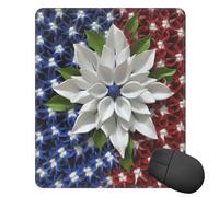 Square Mouse Pad with Non-Slip Rubber Base America Patriotic Flower Mouse Mat with Stitched Edge Gaming Mousepad for Wireless Mouse Computer Laptop Home Office Desk Pad11.8"x9.8"