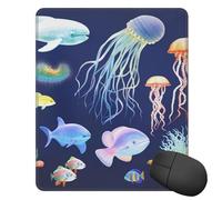 Square Mouse Pad with Non-Slip Rubber Base Aquatic Sea Animal Mouse Mat with Stitched Edge Gaming Mousepad for Wireless Mouse Computer Laptop Home Office Desk Pad 9.4"x7.9"