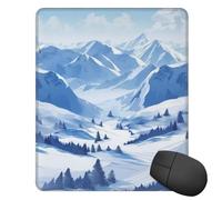 Square Mouse Pad with Non-Slip Rubber Base Beautiful Landscape Snowy Mountains Mouse Mat with Stitched Edge Gaming Mousepad for Wireless Mouse Computer Laptop Home Office Desk Pad11.8"x9.8"