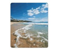 Square Mouse Pad with Non-Slip Rubber Base Clear Sky Wave Beach Mouse Mat with Stitched Edge Gaming Mousepad for Wireless Mouse Computer Laptop Home Office Desk Pad 18 * 22cm