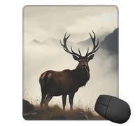 Square Mouse Pad with Non-Slip Rubber Base Deer on The Foggy Mountain Mouse Mat with Stitched Edge 10" x 12" Gaming Mousepad for Wireless Mouse Computer Laptop Home Office Desk Pad