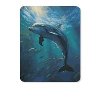 Square Mouse Pad with Non-Slip Rubber Base Dolphin in The Deep Ocean Mouse Mat with Stitched Edge Gaming Mousepad for Wireless Mouse Computer Laptop Home Office Desk Pad 20 * 25cm