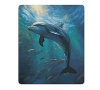 Square Mouse Pad with Non-Slip Rubber Base Dolphin in The Deep Ocean Mouse Mat with Stitched Edge Gaming Mousepad for Wireless Mouse Computer Laptop Home Office Desk Pad 18 * 22cm