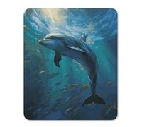 Square Mouse Pad with Non-Slip Rubber Base Dolphin in The Deep Ocean Mouse Mat with Stitched Edge Gaming Mousepad for Wireless Mouse Computer Laptop Home Office Desk Pad 25 * 30cm