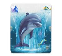 Square Mouse Pad with Non-Slip Rubber Base Dolphin Mouse Mat with Stitched Edge Gaming Mousepad for Wireless Mouse Computer Laptop Home Office Desk Pad 25 * 30cm