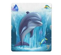 Square Mouse Pad with Non-Slip Rubber Base Dolphin Mouse Mat with Stitched Edge Gaming Mousepad for Wireless Mouse Computer Laptop Home Office Desk Pad 18 * 22cm