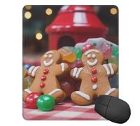 Square Mouse Pad with Non-Slip Rubber Base Gingerbread Man Candy Mouse Mat with Stitched Edge Gaming Mousepad for Wireless Mouse Computer Laptop Home Office Desk Pad 9.4"x7.9"