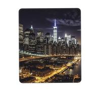 Square Mouse Pad with Non-Slip Rubber Base Mouse Mat with Stitched Edge New York Night Gaming Mousepad for Wireless Mouse Computer Laptop Home Office Desk Pad 9.4"x7.9"