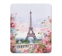 Square Mouse Pad with Non-Slip Rubber Base Paris Eiffel Tower with Flowers Mouse Mat with Stitched Edge Gaming Mousepad for Wireless Mouse Computer Laptop Home Office Desk Pad 25 * 30cm