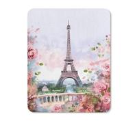 Square Mouse Pad with Non-Slip Rubber Base Paris Eiffel Tower with Flowers Mouse Mat with Stitched Edge Gaming Mousepad for Wireless Mouse Computer Laptop Home Office Desk Pad 20 * 25cm