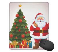 Square Mouse Pad with Non-Slip Rubber Base Santa Claus Christmas Tree Xmas Mouse Mat with Stitched Edge 10" x 12" Gaming Mousepad for Wireless Mouse Computer Laptop Home Office Desk Pad