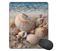 Square Mouse Pad with Non-Slip Rubber Base Seashells by The Seashore Mouse Mat with Stitched Edge Gaming Mousepad for Wireless Mouse Computer Laptop Home Office Desk Pad 9.4"x7.9"