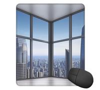 Square Mouse Pad with Non-Slip Rubber Base Skyscraper Buildings Mouse Mat with Stitched Edge 10" x 12" Gaming Mousepad for Wireless Mouse Computer Laptop Home Office Desk Pad