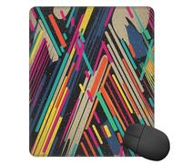 Square Mouse Pad with Non-Slip Rubber Base Striped Abstract Colorful Mouse Mat with Stitched Edge Gaming Mousepad for Wireless Mouse Computer Laptop Home Office Desk Pad 9.4"x7.9"