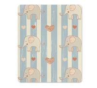 Square Mouse Pad with Non-Slip Rubber Base Stripes and Elephants Mouse Mat with Stitched Edge Gaming Mousepad for Wireless Mouse Computer Laptop Home Office Desk Pad 18 * 22cm