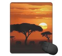 Square Mouse Pad with Non-Slip Rubber Base Sunset African Savanna Mouse Mat with Stitched Edge Gaming Mousepad for Wireless Mouse Computer Laptop Home Office Desk Pad 9.4"x7.9"
