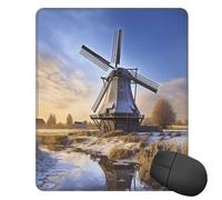 Square Mouse Pad with Non-Slip Rubber Base Traditional Windmill Mouse Mat with Stitched Edge Gaming Mousepad for Wireless Mouse Computer Laptop Home Office Desk Pad11.8"x9.8"