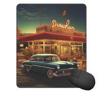 Square Mouse Pad with Non-Slip Rubber Base Vintage Eatery Dinner Mouse Mat with Stitched Edge Gaming Mousepad for Wireless Mouse Computer Laptop Home Office Desk Pad 9.4"x7.9"