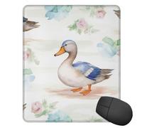 Square Mouse Pad with Non-Slip Rubber Base Watercolor Duck Mouse Mat with Stitched Edge 10" x 12" Gaming Mousepad for Wireless Mouse Computer Laptop Home Office Desk Pad