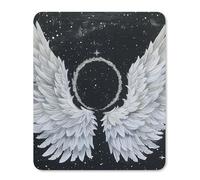 Square Mouse Pad with Non-Slip Rubber Base White Wings with Halo Mouse Mat with Stitched Edge Gaming Mousepad for Wireless Mouse Computer Laptop Home Office Desk Pad 25 * 30cm