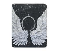 Square Mouse Pad with Non-Slip Rubber Base White Wings with Halo Mouse Mat with Stitched Edge Gaming Mousepad for Wireless Mouse Computer Laptop Home Office Desk Pad 20 * 25cm