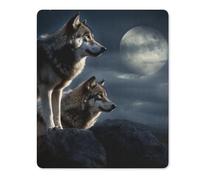 Square Mouse Pad with Non-Slip Rubber Base Wolves in The Moonlight Mouse Mat with Stitched Edge Gaming Mousepad for Wireless Mouse Computer Laptop Home Office Desk Pad 18 * 22cm