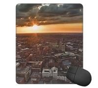 Square Mouse Pad with Non-Slip Rubber Base York City Sunset Picture Mouse Mat with Stitched Edge Gaming Mousepad for Wireless Mouse Computer Laptop Home Office Desk Pad 9.4"x7.9"