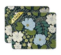 Square Mouse Pad with Stitched Edge, Premium Mousepad Washable Cloth. Computer Mouse Pad with Non-Slip Rubber Base, Mouse Pads for Computers Laptop Mouse 9.25x7.75x0.12 inch-Olive Floral-2 Pack
