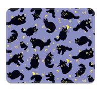 Square Mouse Pad with Stitched Edge, Premium Mousepad Washable Lycra Cloth. Computer Mouse Pad with Non-Slip Rubber Base, Mouse Pads for Computers Laptop Mouse 9.25x7.75x0.12 inch-Black Cat