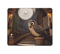 Square Mouse Pad with Stitched Edges - 7.9 x 9.5 in Small Mousepad for Wireless Mouse, Portrait of an Owl Mouse Pads for Laptop, Gaming, Office & Home Decor