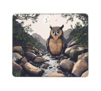 Square Mouse Pad with Stitched Edges - 7 x 8.6 in Small Mousepad for Wireless Mouse, A huge owl Mouse Pads for Laptop, Gaming, Office & Home Decor