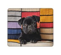 Square Mouse Pad with Stitched Edges - 7 x 8.6 in Small Mousepad for Wireless Mouse, Cute little black dog Mouse Pads for Laptop, Gaming, Office & Home Decor
