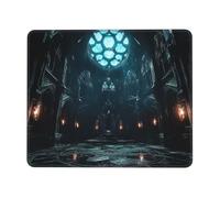 Square Mouse Pad with Stitched Edges - 8.3 x 10.3 in Small Mousepad for Wireless Mouse, 3mm Thick Rubber Base Non-Slip Desk Mat, Bloodborne Cathedral Mouse Pads for Laptop, Gaming, Office & Home Decor