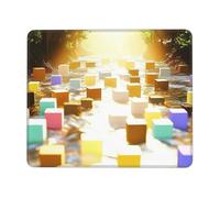 Square Mouse Pad with Stitched Edges - 8.3 x 10.3 in Small Mousepad for Wireless Mouse, 3mm Thick Rubber Base Non-Slip Desk Mat, Abstract block Mouse Pads for Laptop, Gaming, Office & Home Decor